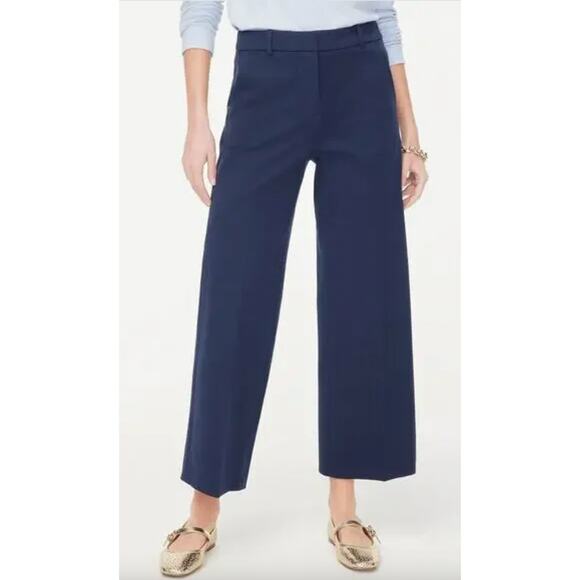 J.Crew Factory | Remy Wide-leg Cropped Pant For Women Navy | Sz 10T - Picture 1 of 9
